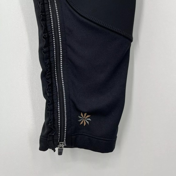 Athleta Leggings Women's Size S Black Elastic Waist Logo Skinny Ankle Zip - Picture 5 of 10